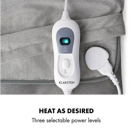 Klarstein Dr. Watson Heatzone L Cuscino Riscaldante 100W 65x40cm MicroPlush Grigio - immagine 3