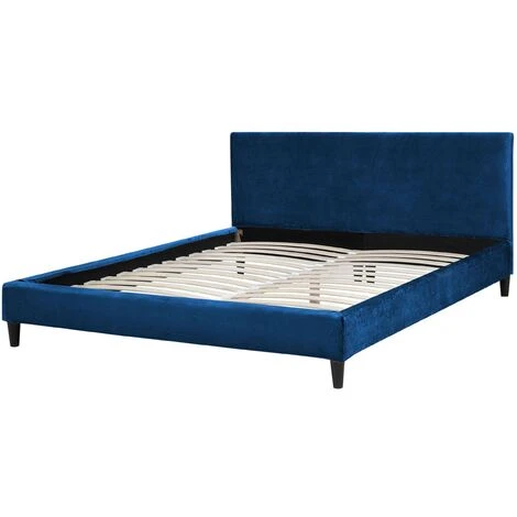 Fodera Per Letto In Velluto Blu Scuro Rimovibile E Lavabile 160 X 200 Cm Fitou - immagine 4