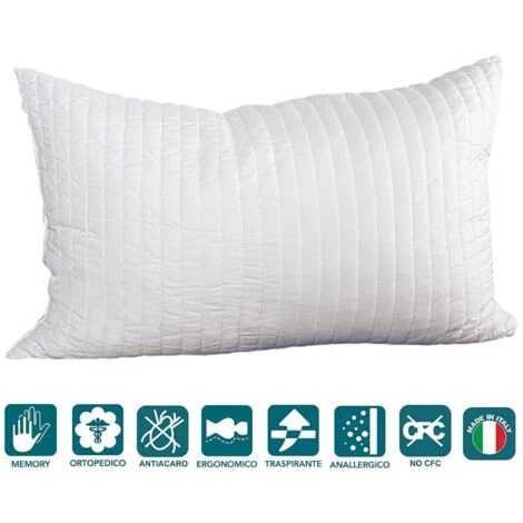 EVERGREENWEB - Occasione! Cuscino Fiocco Memory 42X72, Ottimo Per Dolori Cervicali, Tessuto Traspirante, 100% Memory 42x72 - Guanciale Modello Saponetta, Cuscino Per Il Collo, Adatto A Tutti I Materassi E Letti