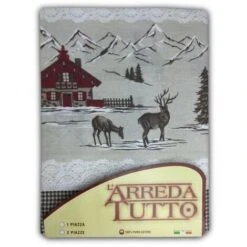 TELO ARREDO COPRITUTTO GRAN FOULARD COPRILETTO COPRIDIVANO TESSUTO TIROLESE MONTAGNA ROSSO 1 PIAZZA