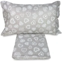 COMPLETO Lenzuola MIROS Cuore BIANCO In Puro Cotone Stile TIROLESE Una Piazza