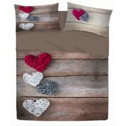 COMPLETO LENZUOLO DIGITALE LENZUOLA COPRILETTO CHARME CUORE VIMINI 1 PIAZZA