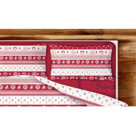 COMPLETO Lenzuolo TIROLESE Dis. TIROLO In Puro Cotone Made In Italy Una Piazza - immagine 2