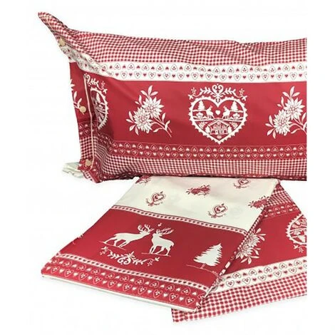 COMPLETO Lenzuolo TIROLESE Dis. TIROLO In Puro Cotone Made In Italy Una Piazza - immagine 4