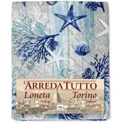 TELO ARREDO Copritutto GRAN FOULARD COPRILETTO Copridivano TESSUTO LONETA Mare MARINO Coralli BLU 1 PIAZZA