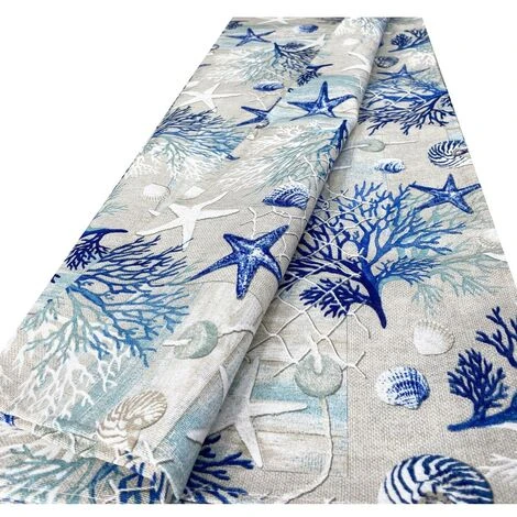 TELO ARREDO Copritutto GRAN FOULARD COPRILETTO Copridivano TESSUTO LONETA Mare MARINO Coralli BLU 1 PIAZZA - immagine 2