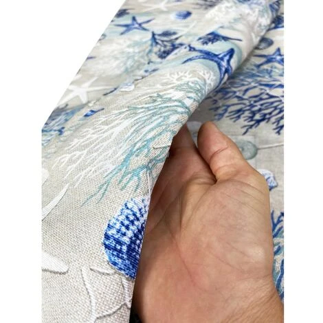 TELO ARREDO Copritutto GRAN FOULARD COPRILETTO Copridivano TESSUTO LONETA Mare MARINO Coralli BLU 1 PIAZZA - immagine 4