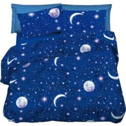 COPRIPIUMINO Lunare Dis. MOON PLANETARIO LUNARE In Puro Cotone MADE In ITALY SINGOLO 1 PIAZZA CM. 155X200