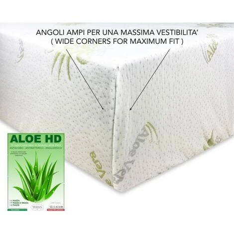 COPRIMATERASSO Traversa ALOE VERA HD Antiacaro E Anallergico MADE IN Italy 1 PIAZZA - immagine 2