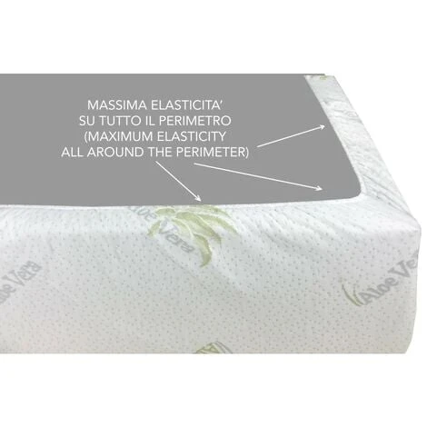 COPRIMATERASSO Traversa ALOE VERA HD Antiacaro E Anallergico MADE IN Italy 1 PIAZZA - immagine 3