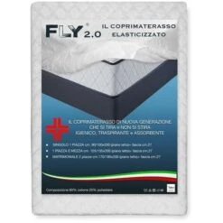 COPRIMATERASSO ELASTICIZZATO FLY 2.0 SPUGNA JACQUARD Con Angoli SINGOLO 1 PIAZZA