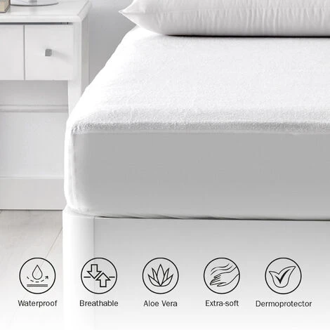 Pikolin Home Proteggi-materasso In Spugna Con Aloe Vera Impermeabile 80x190/200cm Pikolin Home 80x190/200cm , Cama De 80 , Bianco - immagine 5