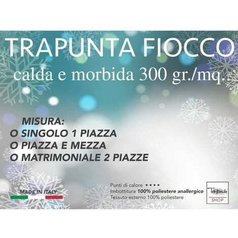 TRAPUNTA FIOCCO © LUNA Lunare Cielo Stellato PIUMONE Made In Italy 1 PIAZZA - immagine 2
