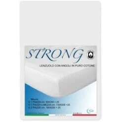 LENZUOLO Con ANGOLI STRONG Tinta Unita BIANCO Made In Italy Una Piazza