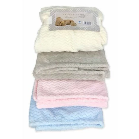 COPERTA COPERTINA IN PILE CM. 70X90 DA CULLA BAMBINI NEONATI Panna