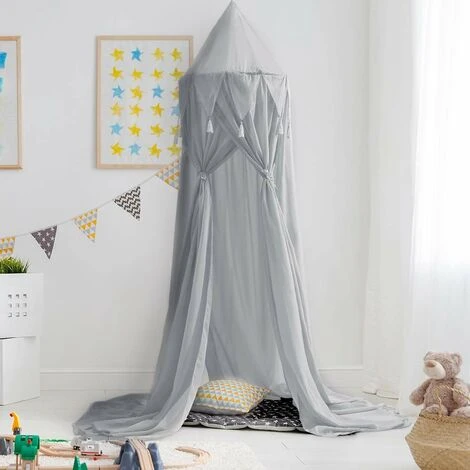 Letto A Baldacchino Per Bambini Letto A Baldacchino Per Bambini Culla In Chiffon Zanzariera Decorativa Per Spogliatoio Per Bambini Sala Da Lettura Per Giochi All'aperto All'aperto (grigio) - immagine 4