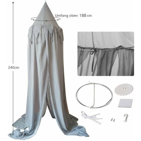 Letto A Baldacchino Per Bambini Letto A Baldacchino Per Bambini Culla In Chiffon Zanzariera Decorativa Per Spogliatoio Per Bambini Sala Da Lettura Per Giochi All'aperto All'aperto (grigio) - immagine 5