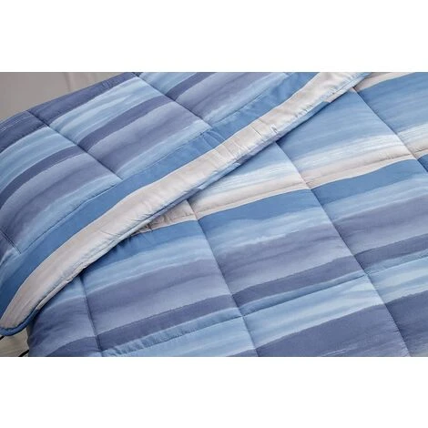 Baroni Home Trapunta Invernale - Piumone Caldo E Morbido - Righe Blu - Singolo - 170x260 Cm - immagine 3