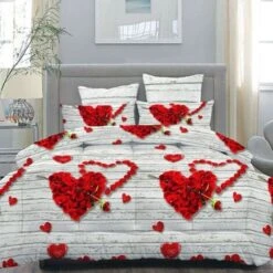 Trade Shop - Completo Matrimoniale Caldo Lenzuolo 250x290cm Maxi Angoli Cuori Petali Rosa