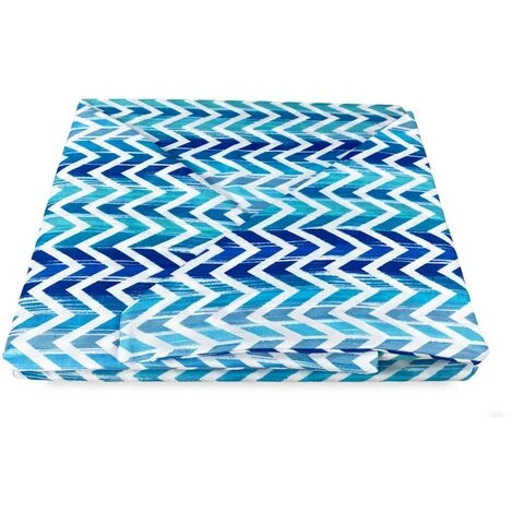 COMPLETO LENZUOLO In Morbida Microfibra ZIG ZAG Blu Matrimoniale 2 PIAZZE No Stiro - immagine 3