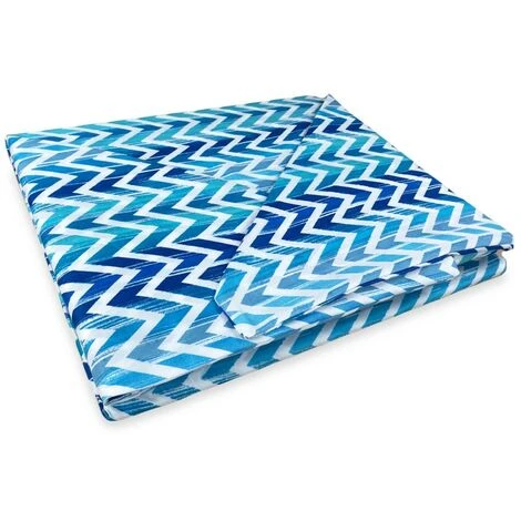 COMPLETO LENZUOLO In Morbida Microfibra ZIG ZAG Blu Matrimoniale 2 PIAZZE No Stiro - immagine 4