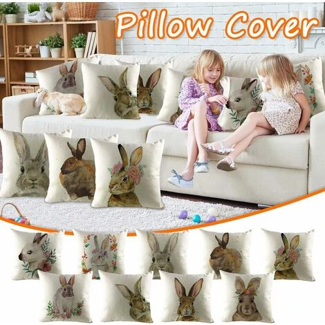 Fodere Per Cuscini Decorativi Fodere Per Cuscini Pasquali Modello Di Uovo Di Coniglio Federa Di Lino Lavato Cuscino Per Divano 45x45 Plus Fodera Per Auto Camera Da Letto Soggiorno - immagine 3
