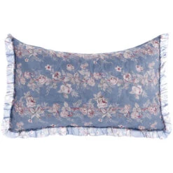 Copriguanciale Boutis Federa Cuscino Provenzale Azzurro Frill Blanc Mariclò