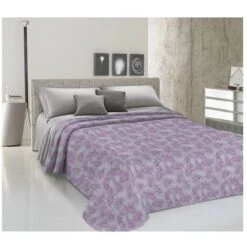 Copriletto Estivo Made In Italy 100% Cotone Piquet 3 Misure Linea Palme Rosa - Singolo