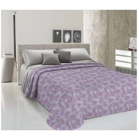 Copriletto Estivo Made In Italy 100% Cotone Piquet 3 Misure Linea Palme Rosa - Singolo
