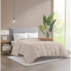 Piumino Invernale Caldo Piumone 3 Misure Double Face Microfibra Anallergico Marrone/Panna - 1 Piazza