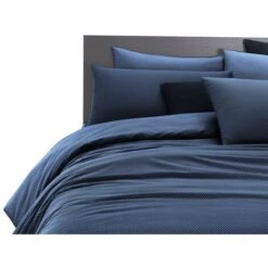 Copripiumino Parure Sacco E Federa 100% Cotone Due Piazze Disegno Pois Matrimoniale - Blu