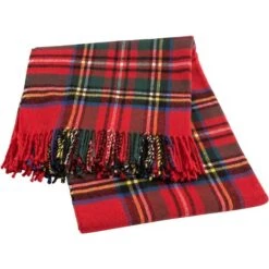 Baroni Home Plaid In Misto Cotone. Plaid Divano Scozzese. Coperta Made In Italy130x170 Cm (Rosso)