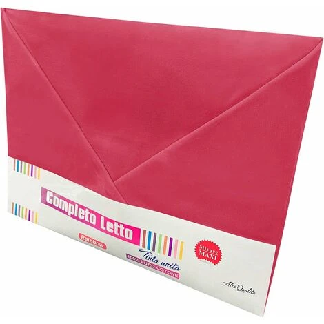 Completo Letto Set Lenzuola Federe Cotone Rifinito Anallergico Misure Maxi Fuxia - 1 Piazza - immagine 2