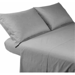 Completo Letto Set Lenzuola Federe Cotone Rifinito Anallergico Misure Maxi Grigio - 1 Piazza