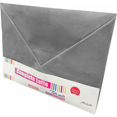 Completo Letto Set Lenzuola Federe Cotone Rifinito Anallergico Misure Maxi Grigio - 1 Piazza - immagine 2