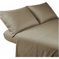 Completo Letto Set Lenzuola Federe Cotone Rifinito Anallergico Misure Maxi Marrone - 1 Piazza