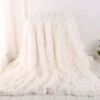 SOEKAVIA Coperta In Peluche Super Morbida, Per Divano, In Pelliccia, Calda E Accogliente, Per L'inverno, Poliestere E Misto Poliestere, Arcobaleno, Bianco Latte 80x120cm