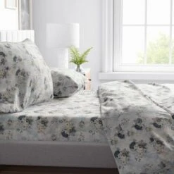 COMPLETO LENZUOLO In Morbida Microfibra FIORE SALMONE Matrimoniale 2 PIAZZE No Stiro