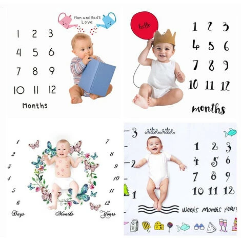 Coperta Per La Crescita Mensile Del Neonato Puntelli Per Fotografia Puntelli Per Sfondo In Stoffa Commemorativa Puntelli Per Bambini, Grande Fiore - immagine 2