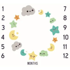 Coperta Per La Crescita Mensile Del Neonato Puntelli Per Fotografia Puntelli Per Sfondo In Stoffa Commemorativa Puntelli Per Bambini, Nuvole Stelle