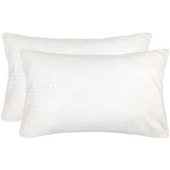 Coppia Di Federe Copricuscino 100 % Cotone Morbido Con Cerniera Federa Colore Bianco Fasciato Sanitario 50 X 80 Copriguanciale Antiacaro