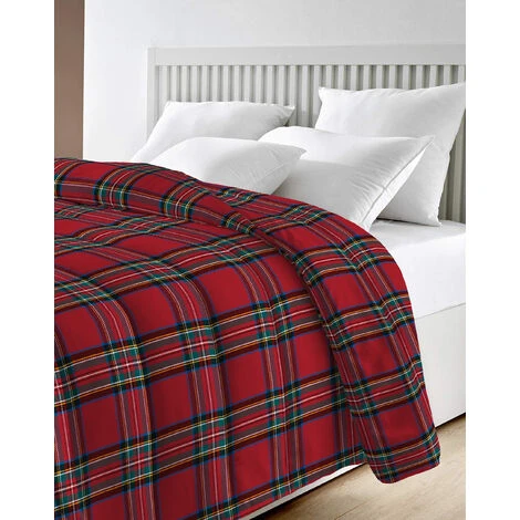 Trapunta Piumino Invernale Stampata Matrimoniale Caldo Piumone 400 Gr/Mq Prodotto Italiano Imbottitura Anallergica Traspirante Due Piazze Tartanrosso