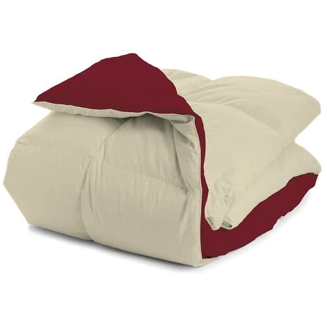 Piumino Invernale In Piuma D'Oca 90/10 Double Face 350 Gr/mq Inverno Disponibile Singolo Piazza Mezza E Matrimoniale Piumone Caldo Trapuntato Trapunta In 5 Colori Singolo - PannaBordeaux - immagine 2