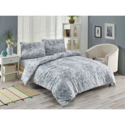 Parure Copripiumino Matrimoniale Sacco E Federe Due Piazze Fioriantichi Blu