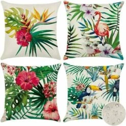 GroupM 4pcs Fiore Tropicale Pianta Federa Cuscino Fiore Tropicale-101 + Fiore Tropicale-102 + Fiore Tropicale-103 + Fiore Tropicale-104
