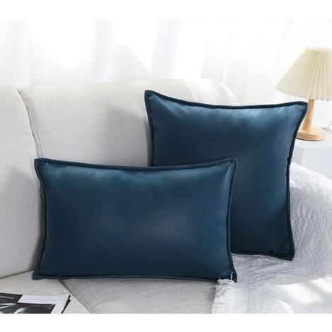 GroupM ENNordic Ins Vento Leggero Di Lusso In Ecopelle Tecnologia Federa In Tessuto Grande Cuscino Da Comodino Cuscino Cuscino Per Divano Copertura Posteriore (KJ021-18 Verde Acqua Federa Separata 45 * 45 Cm) - immagine 2