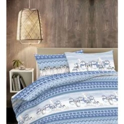 Copripiumino 100 % Cotone Sacco E Federe Prodotto Italiano Con Stampe Moderne In Morbido Cotone Disegni Moderni In Più Colori Polare Blu - Singolo