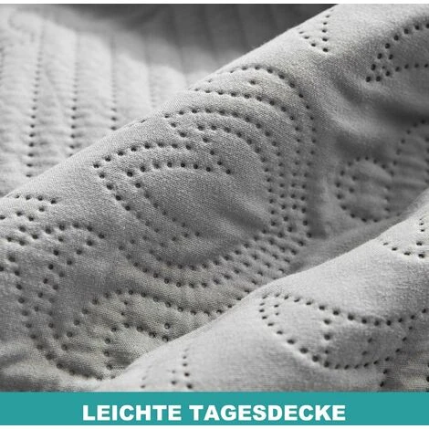 Copriletto 220x240 Cm - Copriletto Matrimoniale Trapuntato Moderno, Copriletto Decorativo Reversibile Leggero Ipoallergenico Morbida Microfibra Copriletto Con Motivo Floreale Moderno, Grigio - immagine 2