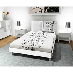 Soleil D'ocre Aquarelle - Parure Di Lenzuola In Cotone, Colore: Blu, X 290 Cm, Cotone, Grigio, 240 X 290 Cm