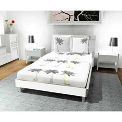 Soleil D'ocre Palma Set Di Biancheria Da Letto, Cotone, Bianco, 260 X 300 Cm